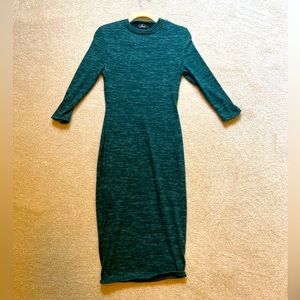 Lulus dark green bodycon midi sweater dress